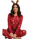 Siyah Inci Winter Women's Pyjama Set Red