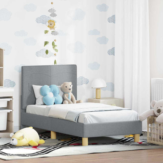 Pat Pentru Copii Single Gri Pentru Saltea 79x148cm