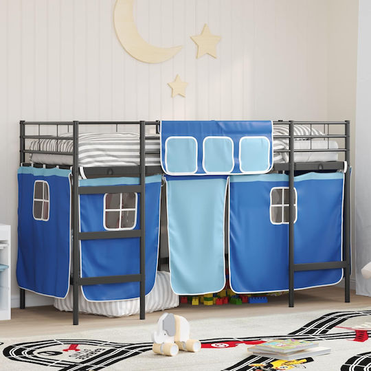 Kids Bed Loft Bed Semi Double Black for Mattress 116.5x196cm