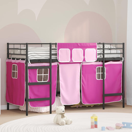 Kinderbett Hochbett Semi-Doppel Schwarz für Matratze 116.5x196cm