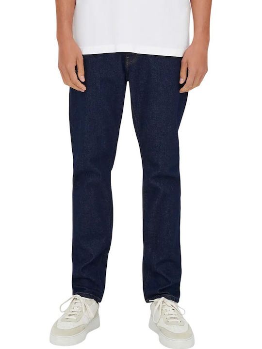 Men's Jeans Pants with Regular Fit Dark Blue Denim