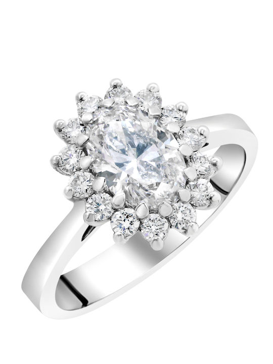 Damen Ring mit Diamant aus Weißgold 18K