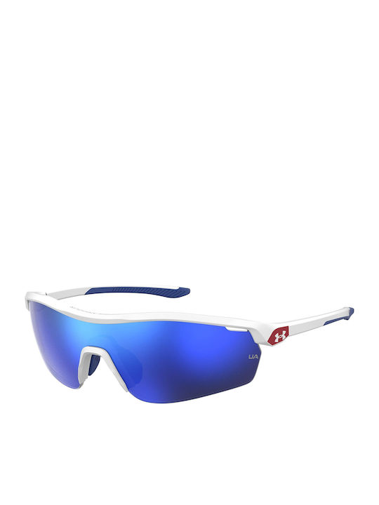 Under Armour Unisex Γυαλιά Ηλίου με Λευκό Κοκκάλινο Σκελετό και Μπλε Καθρέφτη Φακό UAGAMETIMEOG6