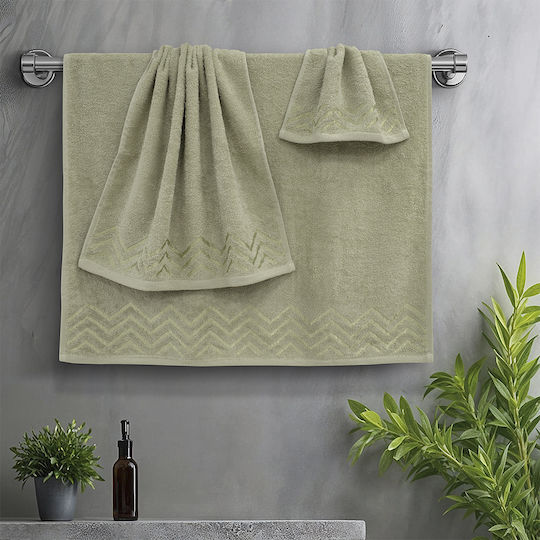 Lino Home Σετ Πετσέτες Μπάνιου 3τμχ Wavie Λεμονί Βάρους 450gr/m²