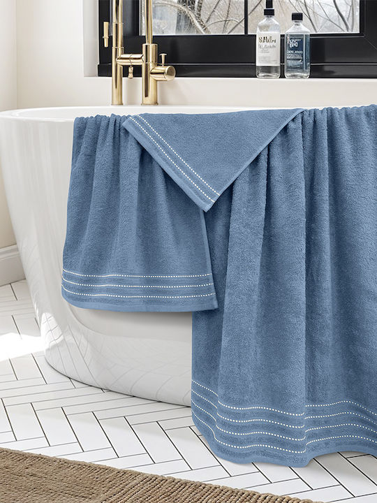 Lino Home Σετ Πετσέτες Μπάνιου 3τμχ Veluva Πετρόλ Βάρους 450gr/m²
