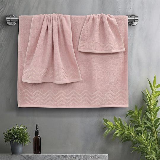 Lino Home Комплект Кърпи за Баня 3бр Wavie Корал Тегло 450гр/кв.м
