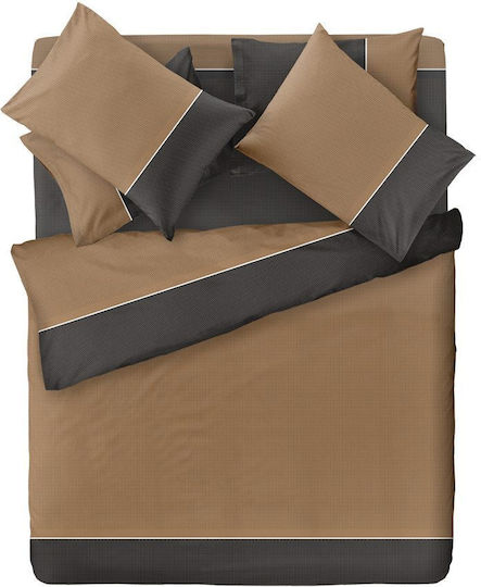 Saint Clair Set Baumwolle Bettbezug 225x245cm Übergröße mit 2 Kissenbezügen Latte