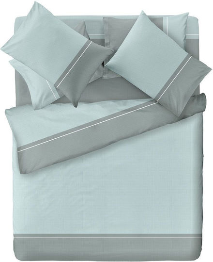 Saint Clair Set Baumwoll Bettbezug 225x245cm Übergröße mit 2 Kissenbezügen Mint