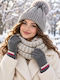 Set with Beanie Knitted in White color