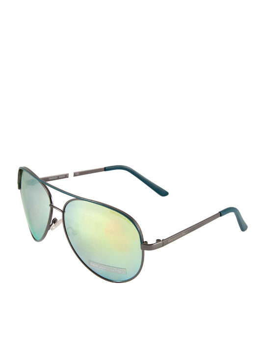 Rebecca Blu Unisex Sonnenbrille mit Silber Metall Gestell und Blau Linse RB8523 EM05