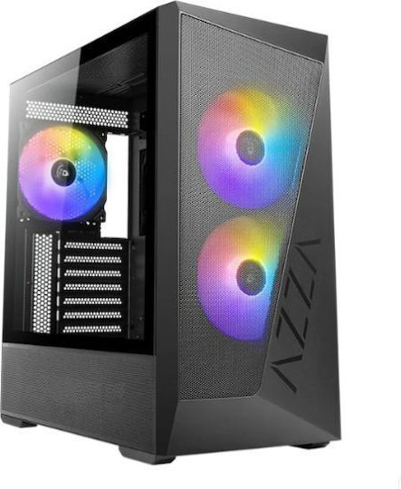 Azza Reaver Геймърско бюро Midi Tower Компютърна кутия със страничен прозорец Черен