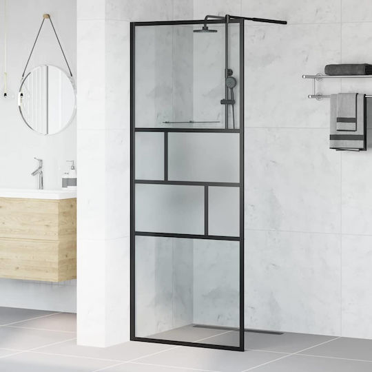 vidaXL Καμπίνα Ντουζιέρας με Συρόμενη Πόρτα 80x195cm Clear Glass Black