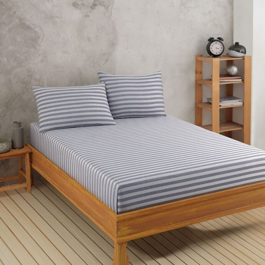 Enlora Home Σετ Υπέρδιπλο 3τμχ 160x200εκ. με Λάστιχο Light Gray