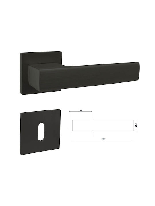 Perfect Lever Middle Door with Rosette Pair Black