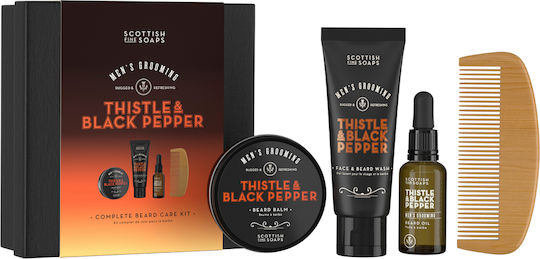 The Scottish Fine Soaps Thistle & Black Pepper Skin Care Set for Moisturizing 4pcs