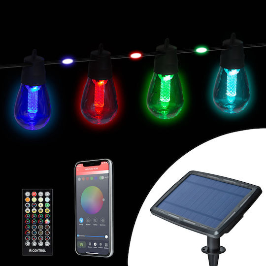 Смарт соларен светлинен гирлянд 84+15 RGB LED 14.5 м Bluetooth