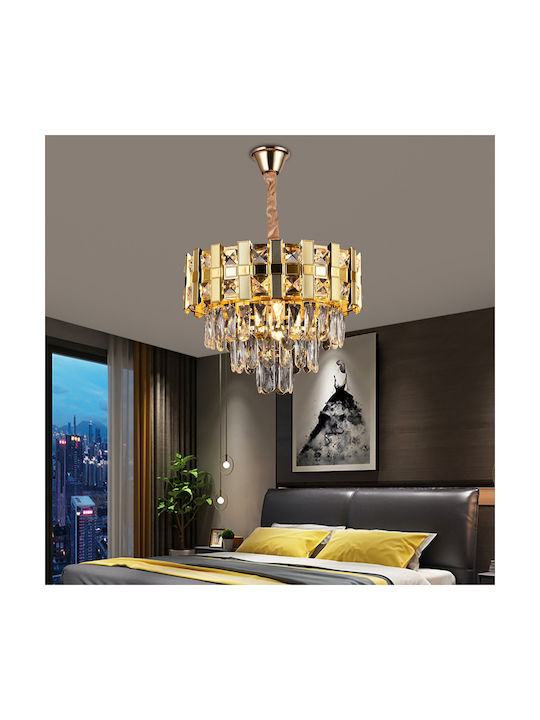 Alista Home Candelabru 5xE14 Ø40cm cu Cristale Auriu AT1CT-IM1P-HT2L-CC910/400GD