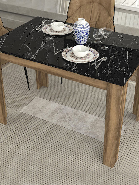 Darlen Masă Bucătărie cu Suprafață de Marmură Walnut - Black Marble Effect 110x72x74buc