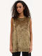 Women's Blouse Velvet Sleeveless Olive