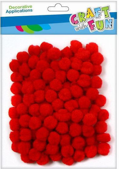 Craft with Fun Pom Pom Handwerk Rot mit Durchmesser 120mm Set 120Stück