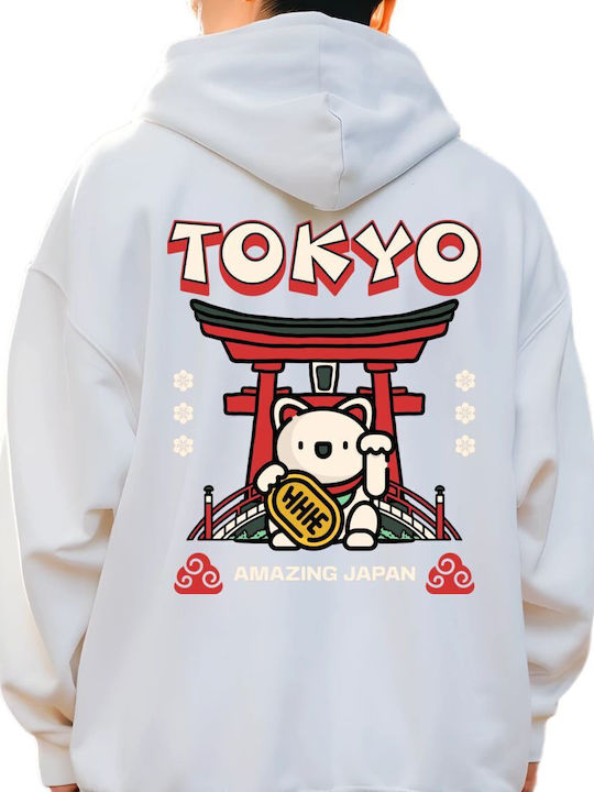 Hanorac Cu Glugă Tokyo Cute Alb Pop Culture
