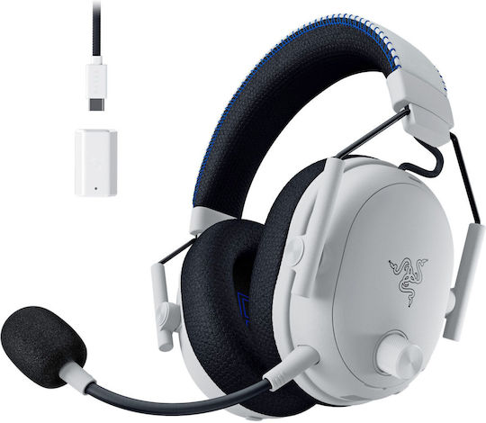 Razer BlackShark V3 Pro for PlayStation Wireless Over Ear Gaming Headset with Bluetooth / USB / 3.5mm Connectivity White for PS4 / PS5 / PC