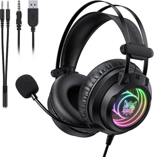 Onikuma X80 Über Ohr Gaming-Headset mit Verbindung 3,5mm / USB Schwarz