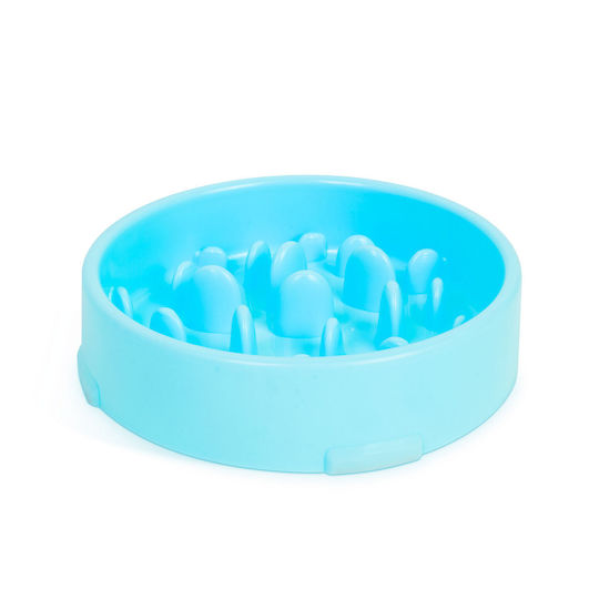 Alista Home Bol Plastic de Mâncare Hrănitor Lent pentru Câine și Pisică Albastru