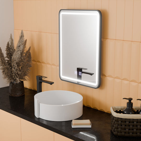 Alista Home Rechteckiger LED Berührung Badezimmerspiegel 45x60cm Schwarze