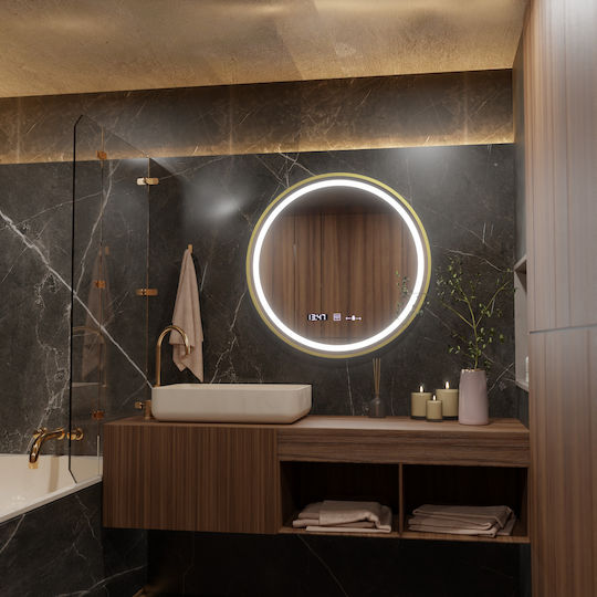 Alista Home Oglindă de Baie Rotundă Lumini LED Atingere 60x60cm Auriu