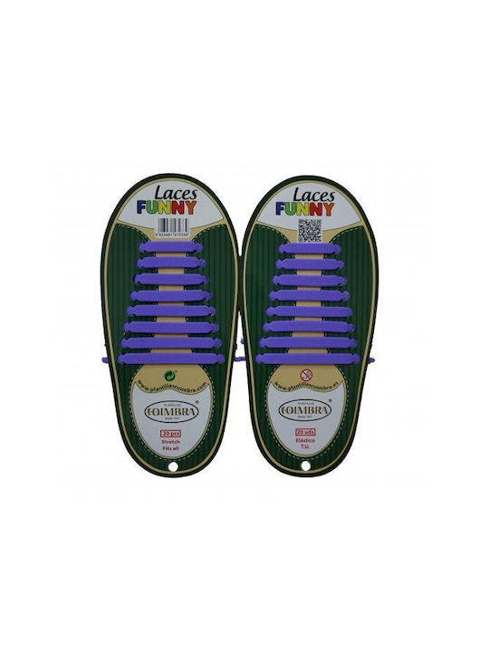 Coimbra Funny Laces Κορδόνια Παπουτσιών Ελαστικά Μωβ 20τμχ