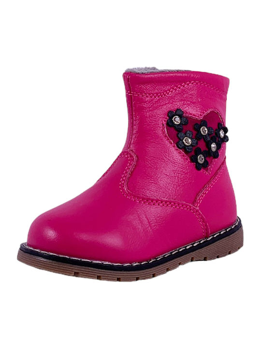 Lederne Kinderstiefel mit Reißverschluss Flieder