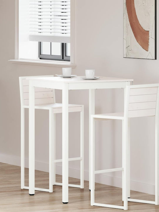 Table Bar from Solid Wood & Metal White 110x55x105cm