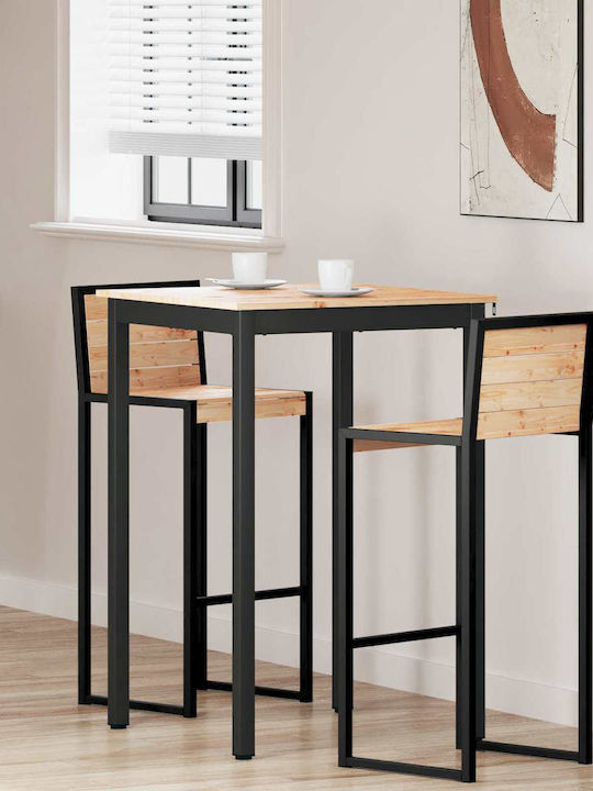 Table Bar from Solid Wood & Metal Natural 110x55x105cm