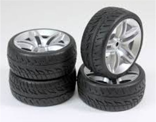 Absima 2510005 Wheel Set Onroad "10 Spoke Profile" Silver 1:10 4 Pcs Absima