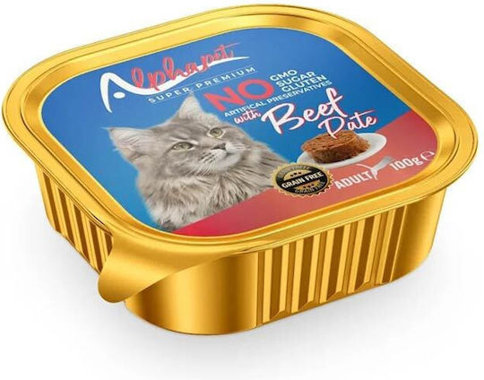 Alpha Pet Υγρή Τροφή για Ενήλικες Γάτες με Μοσχάρι χωρίς Γλουτένη 16x100gr