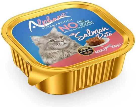 Alpha Pet Υγρή Τροφή για Ενήλικες Γάτες με Σολομό και Ψάρια χωρίς Γλουτένη 16x100gr
