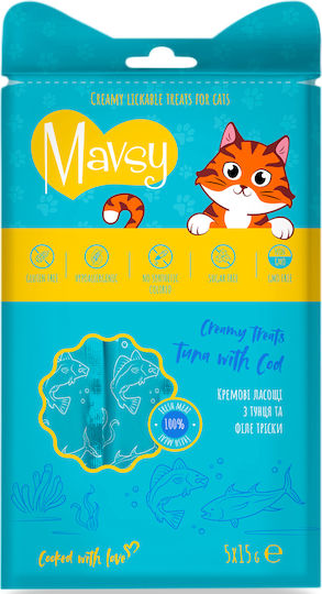 Λιχουδιά Γάτας Mavsy Creamy Tuna Cod 5 X 15gr