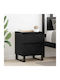 Metal Bedside Table With Glass Surface Black 40x35x50cm