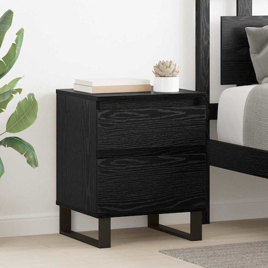 Metal Bedside Table With Glass Surface Black 40x35x50cm