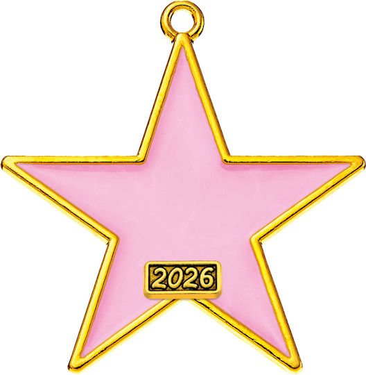 Metal Decorative Star 4x4.5cm M2026/11331-1 Pink