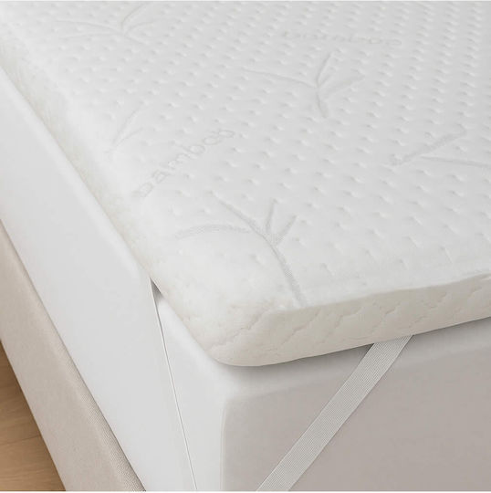 La Luna Mattress Topper Easy Rest Single Memory Foam with Bamboo Fibers , Removable Cover & Elastic Straps 90x200x5cm