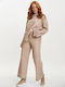 Knitted Set Trousers Blouse Turtleneck Coffee Size One Size