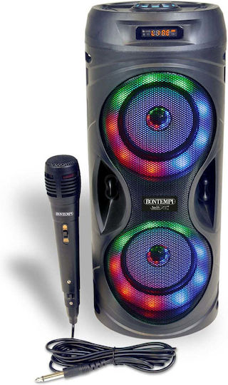 Bontempi Karaoke Lautsprecher mit Kabelgebundenem Mikrofon und Lichteffekte 491040 Schwarz
