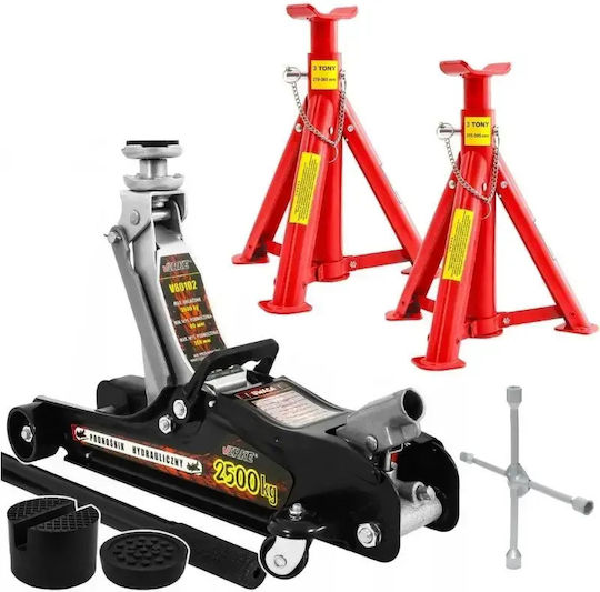 Set Cric Hidraulic 2,5t + Cavaleti Auto 3t + Cheie Telescopică Verke V80091+ta1073