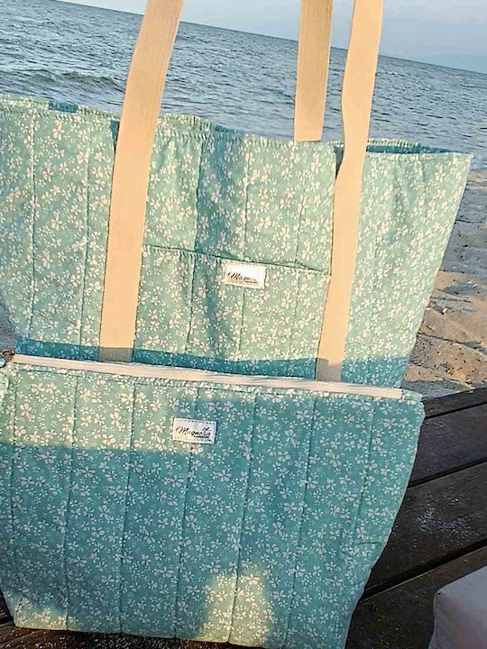 Magnolia Handmade Υφασμάτινη Τσάντα Θαλάσσης Τιρκουάζ