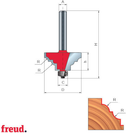 38 Komplex Profilfräser Unterlager Hartmetallspitze Z=2 Schaft D 40,7 38-80408p
