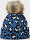 Pom Pom Beanie Beanie Knitted in Blue color