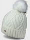 Pom Pom Beanie Beanie Knitted in Ecru color