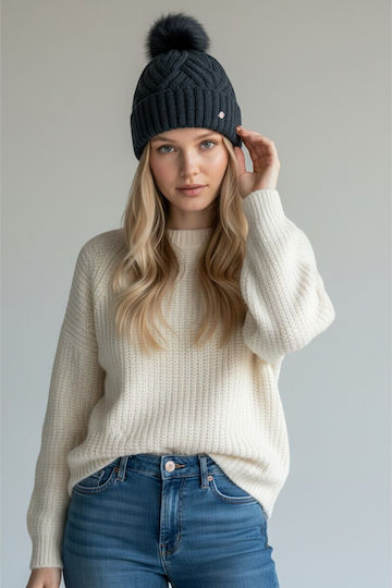 Beanie Frauen Beanie Gestrickt in Blau Farbe